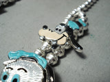 Women's Native American Zuni Turquoise Disney Sterling Silver Squash Blossom Necklace-Nativo Arts