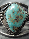 Heavy Royston Turquoise Vintage Native American Navajo Sterling Silver Bracelet-Nativo Arts