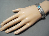 Astonishing Native American Navajo Old Kingman Turquoise Sterling Silver Bracelet-Nativo Arts