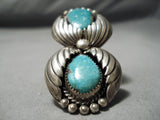 Tremendous Sadie Calvin Vintage Native American Navajo Turquoise Sterling Silver Ring Old-Nativo Arts