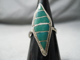 Marvelous Vintage Native American Navajo Cerrillos Turquoise Sterling Silver Ring Old-Nativo Arts