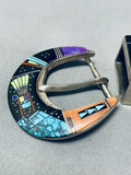 One Of The Most Intricate Vintage Native American Navajo Turquoise Sterling Silver Ranger Buckle-Nativo Arts