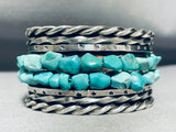 One Of The Most Unique Vintage Native American Navajo Turquoise Coil Sterling Silver Bracelet-Nativo Arts