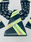 Native American The Most Unique Santo Domingo Gaspeite Jet Black Stone Necklace-Nativo Arts