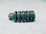Early 1900's Vintage Zuni Green Turquoise Sterling Silver Needle Ring-Nativo Arts