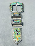 One Of The Best Ever Vintage Native American Navajo Turquoise Sterling Silver Buckle Set-Nativo Arts