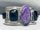 Best Vintage Native American Navajo Sugulite Jet Sterling Silver Bracelet Cuff-Nativo Arts