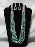 Native American Important Santo Domingo Jose Coriz Turquoise Heishi Sterling Silver Necklace-Nativo Arts