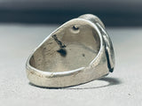 Amazing Vintage Native American Zuni Blue Gem Turquoise Sterling Silver Ring-Nativo Arts