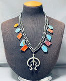 Rare Native American Acoma Vintage Turquoise Sterling Silver Squash Blossom Necklace-Nativo Arts