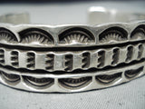 Heavy Signed Vintage Navajo Native American Sterling Silver Bracelet-Nativo Arts