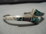 Rare Vintage Navajo Turquoise Sterling Silver Native American Bracelet Old-Nativo Arts