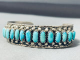 Fred Weekoty Vintage Native American Zuni Blue Gem Turquoise Sterling Silver Bracelet-Nativo Arts