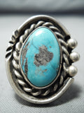 Terrific Vintage Native American Navajo Old Kingman Turquoise Sterling Silver Ring Old-Nativo Arts