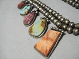 Superior Vintage Native American Navajo Turquoise Sterling Silver Squash Blossom Necklace-Nativo Arts