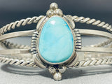 Dynamic Native American Navajo Blue Gem Turquoise Sterling Silver Bracelet-Nativo Arts