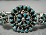 Rare Zuni Native American Vintage Sterling Silver Turquoise Bracelet Old-Nativo Arts