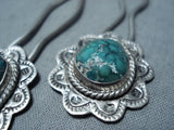 Fabulous Vintage Native American Navajo Royston Turquoise Sterling Silver Hairpins Set Old-Nativo Arts
