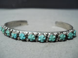 Ben Haley Vintage Native American Zuni Blue Gem Turquoise Sterling Silver Braclet Old-Nativo Arts