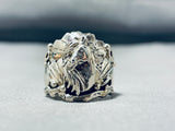 Distinctive Native American Navajo Sterling Silver Horse Gigantic Ring-Nativo Arts