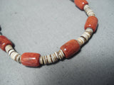 Fabulous Santo Domingo Native American Coral Heishi Necklace-Nativo Arts