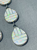 Gorgeous Native American Navajo Synth Opal Sterling Silver Dangle Earrings-Nativo Arts