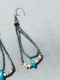 Excellent Vintage Native American Navajo Blue Gem Turquoise Sterling Silver Earrings-Nativo Arts