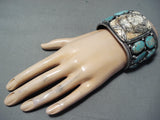 Native American One Of The Best Ever Hand Carved Turquoise Sterling Silver Bracelet-Nativo Arts