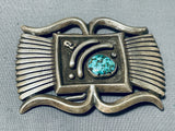 Important Roy Vandever Vintage Native American Navajo Turquoise Sterling Silver Heavy Buckle-Nativo Arts