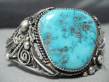 Supreme Detail Vintage Native American Navajo Early Turquoise Sterling Silver Bracelet Old-Nativo Arts