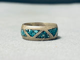Marvelous Vintage Native American Navajo Turquoise Sterling Silver Band Ring-Nativo Arts