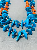 Native American Fabulous Vintage Kingman Turquoise Sterling Silver Necklace-Nativo Arts