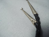 Signed Vintage Zuni Native American Blue Gem Turquoise Sterling Silver Bolo-Nativo Arts