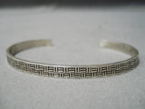 Native American Detailed Peshlakai Sterling Silver Hand Tooled Vintage Bracelet-Nativo Arts