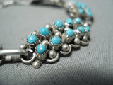 Signed Snake Eyes Turquoise Vintage Native American Zuni Sterling Silver Link Bracelet-Nativo Arts