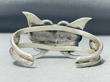 Enchanting Vintage Native American Navajo Turquoise Inlay Sterling Silver Butterfly Bracelet-Nativo Arts