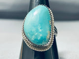 Signed Vintage Native American Navajo Turquoise Sterling Silver Rope Ring Old-Nativo Arts
