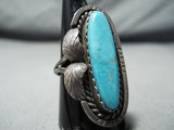 Outstanding Vintage Native American Navajo Blue Gem Turquoise Sterling Silver Ring Old-Nativo Arts