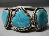 Small Wrist Vintage Native American Navajo Turquoise Sterling Silver Bracelet Old-Nativo Arts