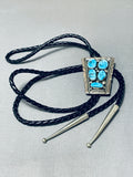 Stunning Vintage Native American Navajo 5 Morenci Turquoise Sterling Silver Bolo-Nativo Arts
