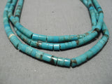Museum Quality Vintage Native American Navajo Turquoise Heishi Sterling Silver Necklace Old-Nativo Arts