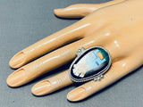 Important Inlay Master Native American Navajo Turquoise Kachina Sterling Silver Ring-Nativo Arts