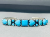 Rare Vintage Navajo Donny Lucas Heart Turquoise Sterling Silver Bracelet-Nativo Arts