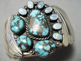 Important Vintage Native American Navajo Last Chance Turquoise Sterling Silver Opal Bracelet-Nativo Arts