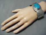 Phenomenal Vintage Native American Navajo Blue Gem Turquoise Sterling Silver Bracelet-Nativo Arts