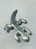 Whimsical Native American Navajo Sterling Silver Gecko Pin-Nativo Arts