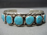 Authentic Vintage Native American Navajo Turquoise Sterling Silver Row Bracelet-Nativo Arts