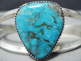 Outstanding Native American Navajo Pilot Mountain Turquoise Sterling Silver Bracelet-Nativo Arts