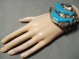 Native American Museum Vintage Turquoise Dolphin Fran Gomez Sterling Silver Bracelet-Nativo Arts