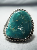 Spectacular Vintage Native American Navajo Blue Green Turquoise Sterling Silver Ring Old-Nativo Arts